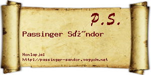 Passinger Sándor névjegykártya